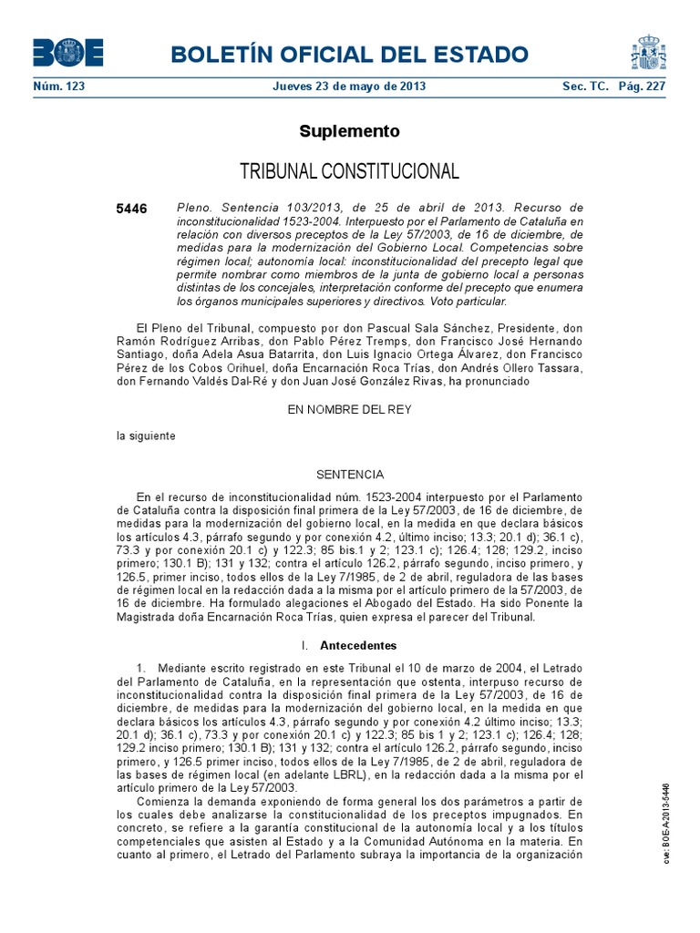 Boe A 2013 5446 | PDF | Estado (política) | Cataluña