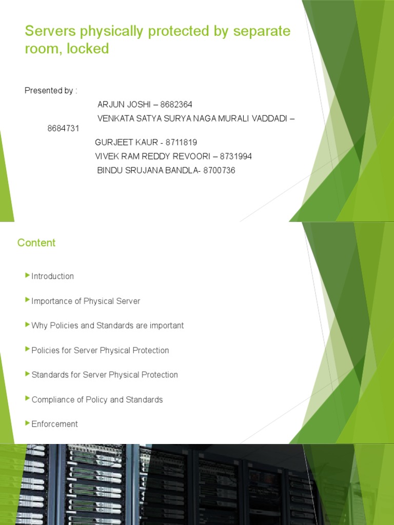 Server Physical Protection Policies&Standards PDF Access Control