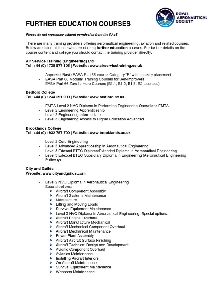 Aeronautical Engineering Courses List | PDF
