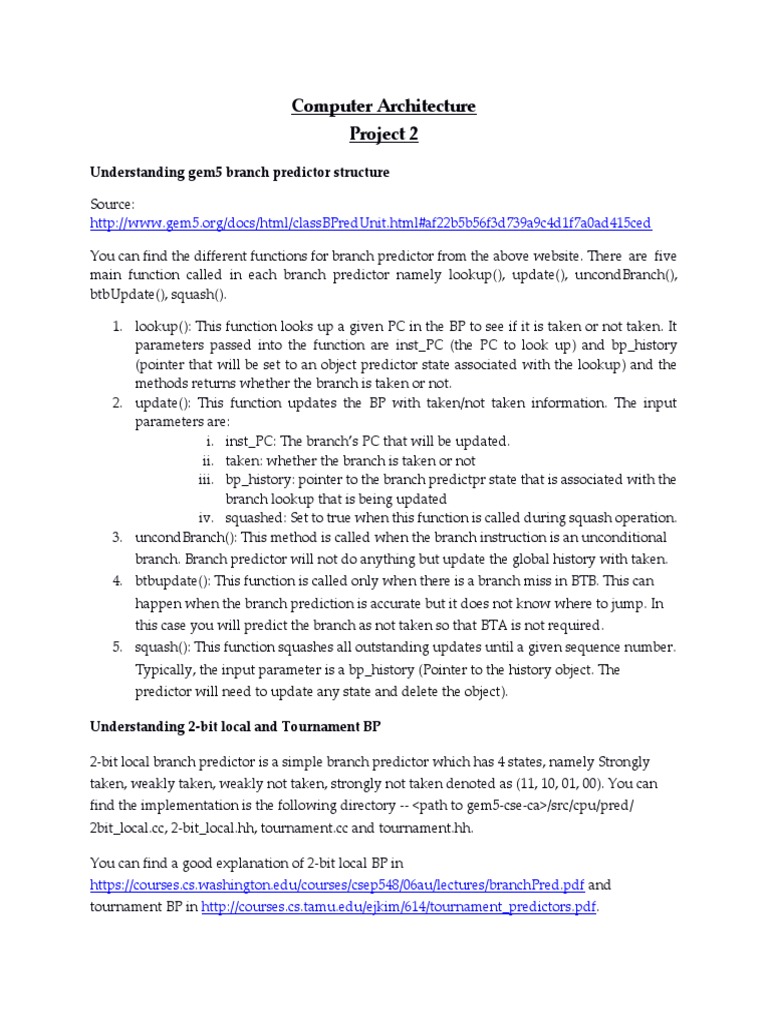 Computer Architecture Project 2: Understanding Gem5 Branch Predictor ...
