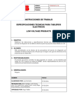 Instrucción de Trabajo 9 - Especificaciones Técnicas