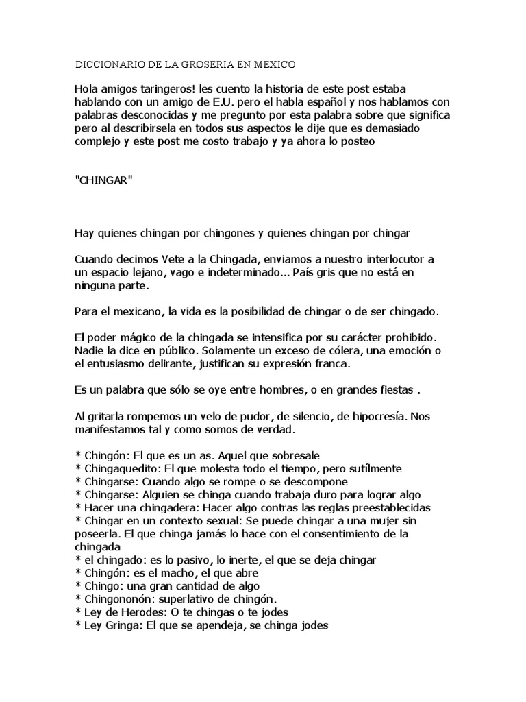 Diccionario de Groserías Mexicanas | PDF | Sintaxis | Morfología ...