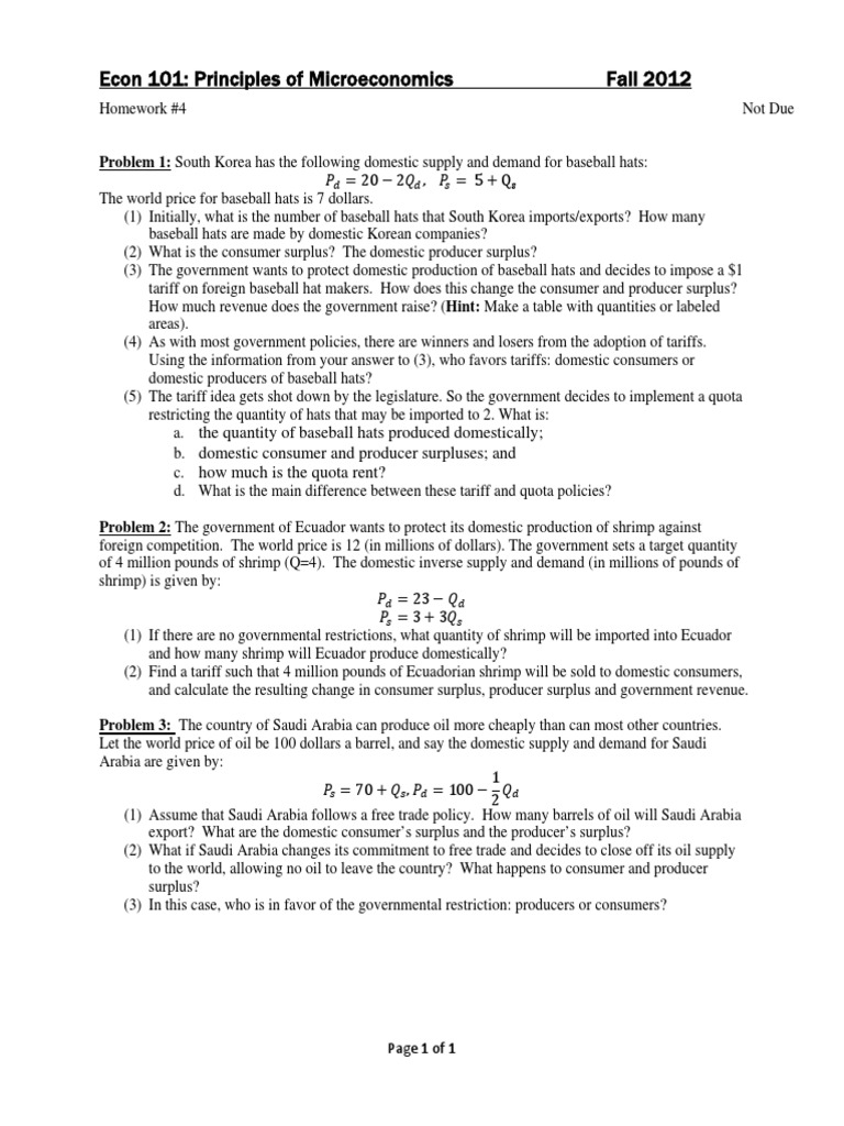 Econ 101: Principles of Microeconomics Fall 2012 | PDF | Economic ...