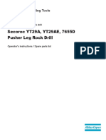 Secoroc YT29A - YT29AE - 7655D - Pusher Leg Rock Drill - Operator's Instruction and Spare Parts List