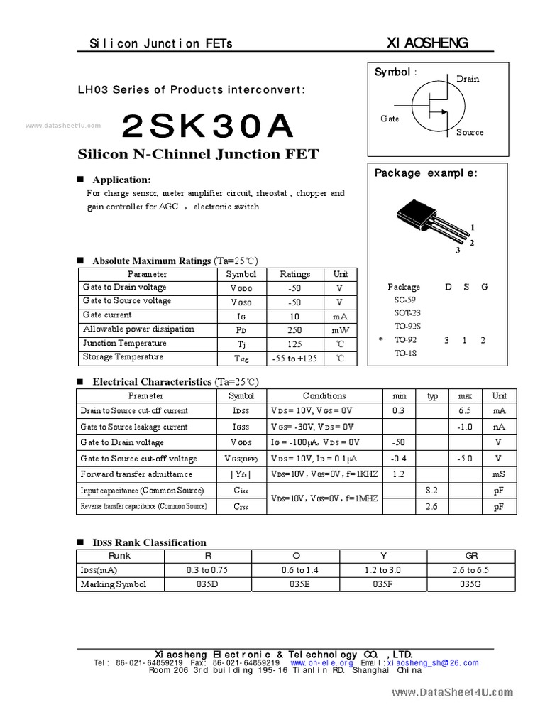 K30a PDF PDF Field Effect Transistor Semiconductor Devices