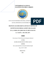 Implementación de un sistema de gestión de seguridad alimentaria basado en ISO 22000 para el restaurante La Cabaña