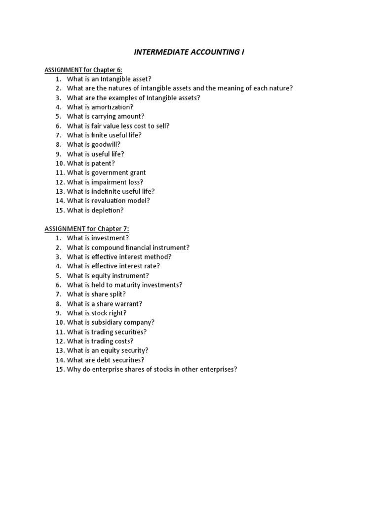 Intermediate Accounting I Assignment Guide | PDF | Career & Growth ...