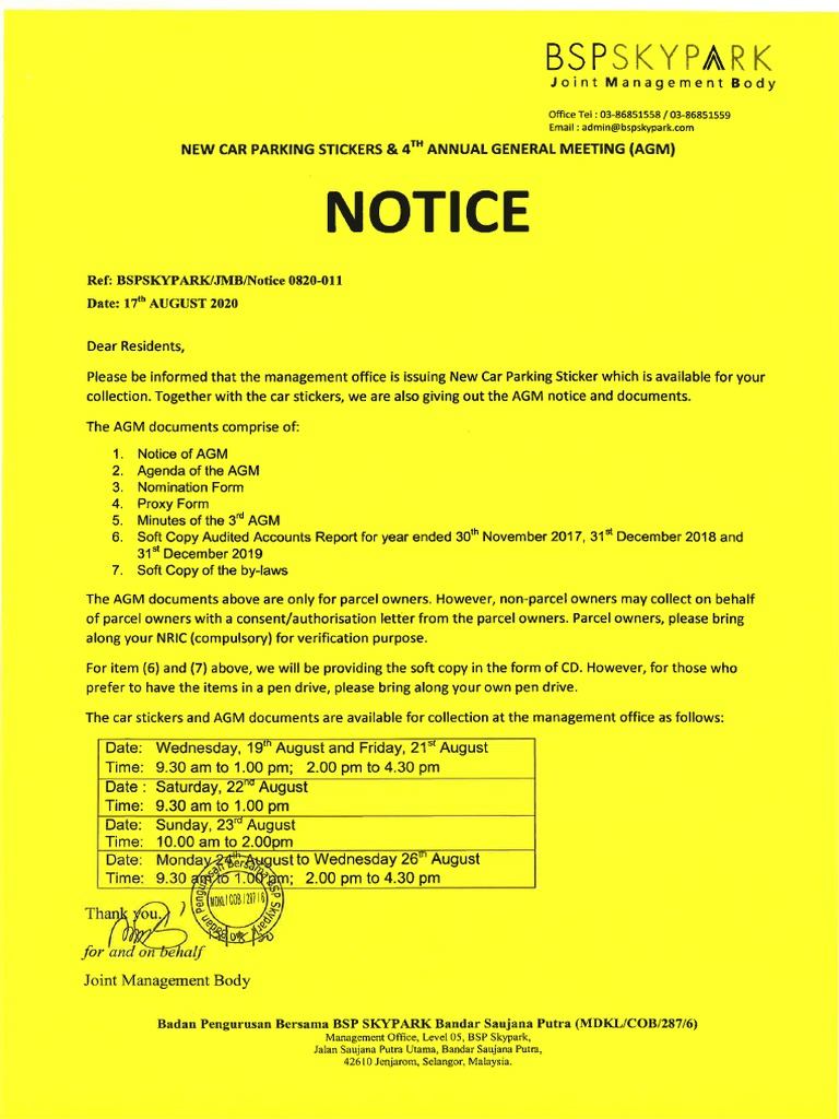 Car Sticker Notice | PDF