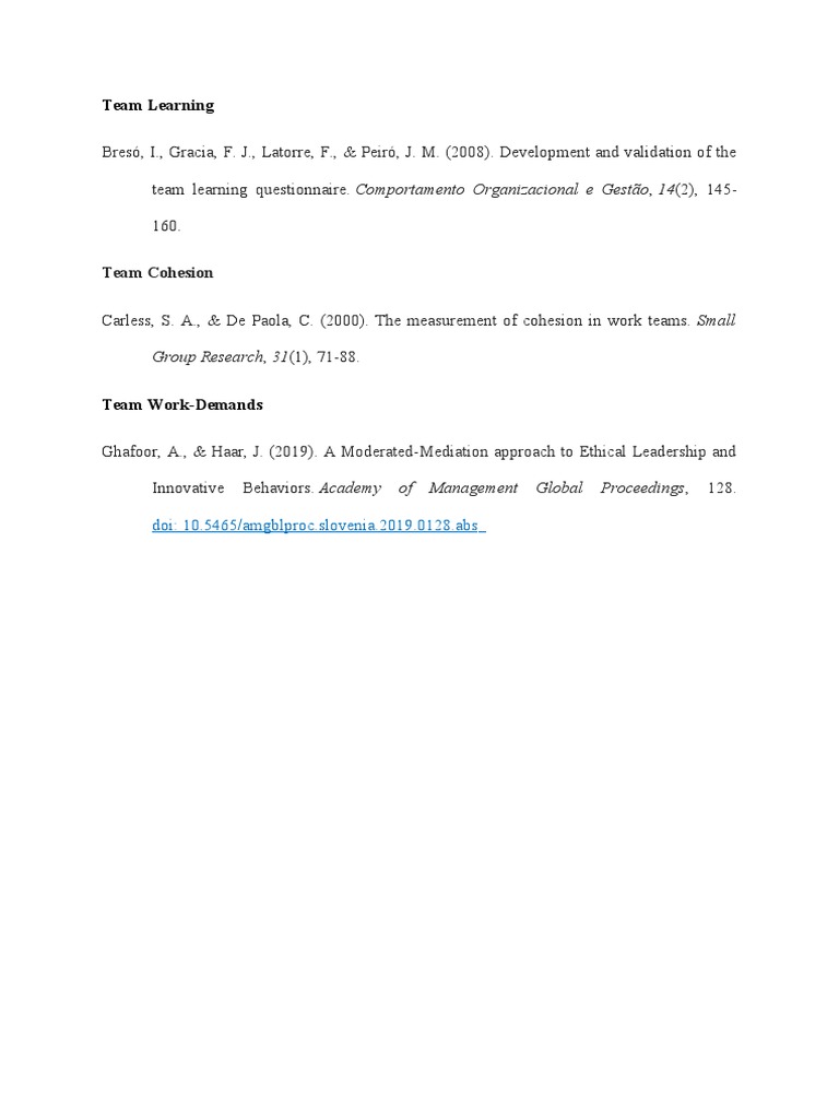 Team Learning and Cohesion Research Insights | PDF