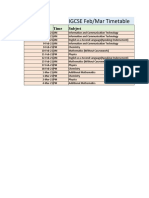 IGCSE Feb/Mar Timetable: Exam Date Time Subject