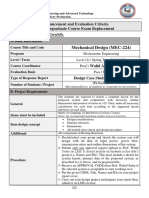 Evaluation Project Announcement For MEC 224 MECHANICAL DESIGN