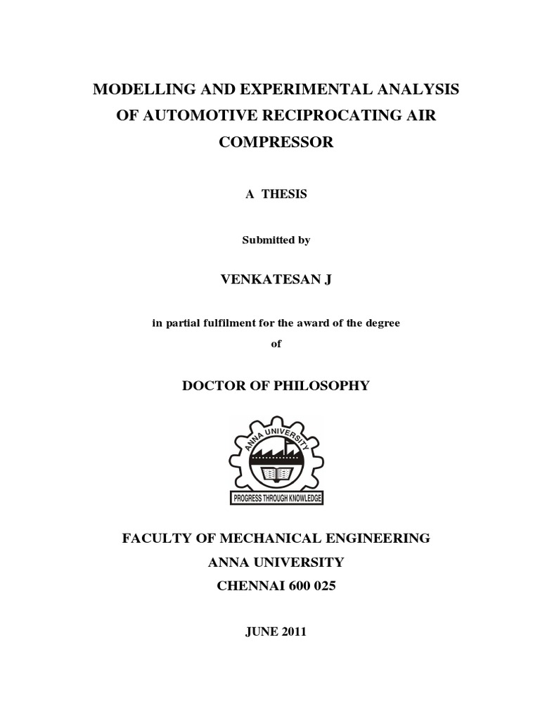 Automotive Reciprocating Air Compressor Analysis | PDF