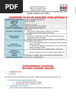 Learning Plan in Araling Panlipunan 9