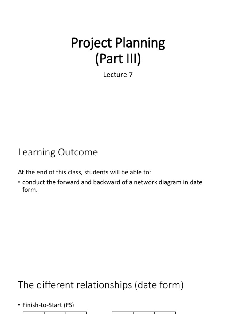 Project Planning (Part III) Lecture 7 | PDF