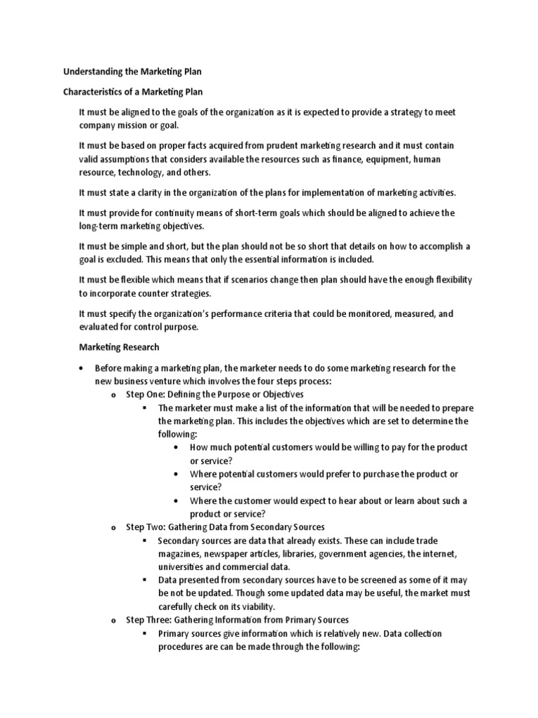 Essential Elements of a Marketing Plan | PDF | Marketing | Goal
