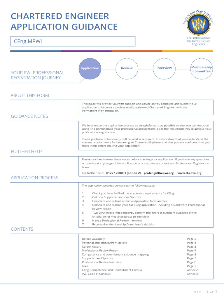 Chartered Engineer Application Guidance Ceng Mpwi Pdf Engineer