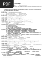 I. Read The Statements or Questions Carefully and Then Shade The Letter of The Correct Answer From The Choices Given Before Each Number