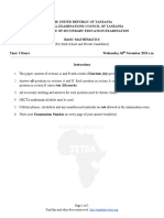 Tanzania Secondary Math Exam with Solutions