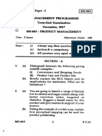 Management Programme (N) Term-End Examination C - I December, 2017 Ms-063: Product Management