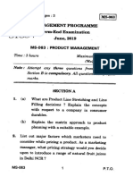 IMS 063 Management Programme Term-End Examination June, 2019 Ms-063: Product Management