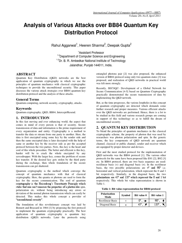 Quantum Key Distribution Attacks | PDF | Computer Security | Security