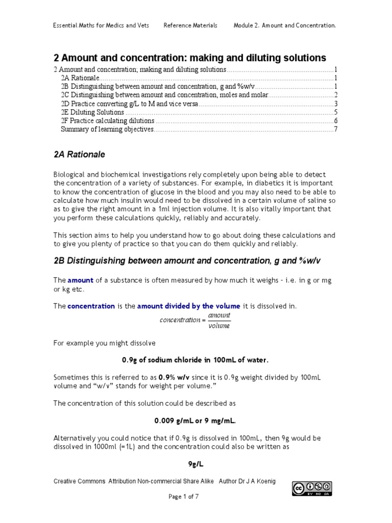 Lab Prep of Solutions PDF | PDF | Molar Concentration | Mole (Unit)