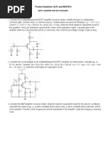 69 - EC21101 - Practice Questions - BJT MOSFET PDF