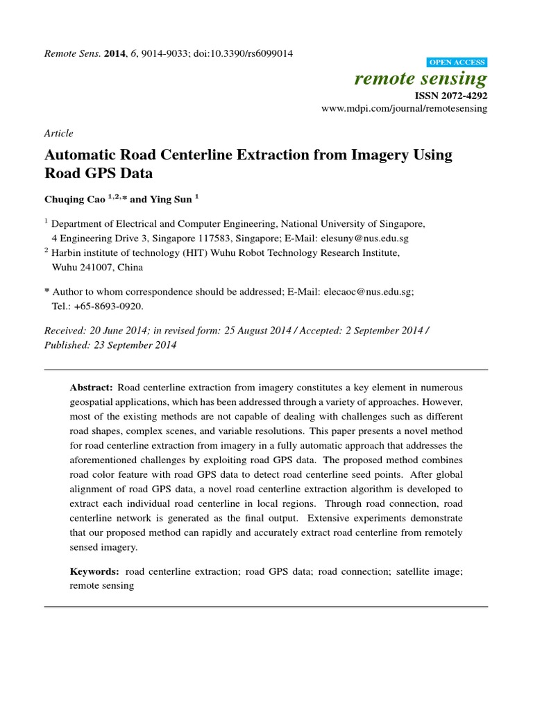 Remote Sensing: Automatic Road Centerline Extraction From Imagery Using ...