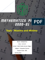 Mathematics Project 2020 21: Topic: Maxima and Minima