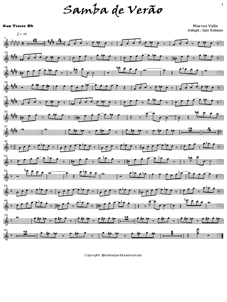 Dobrado 1870, Partitura