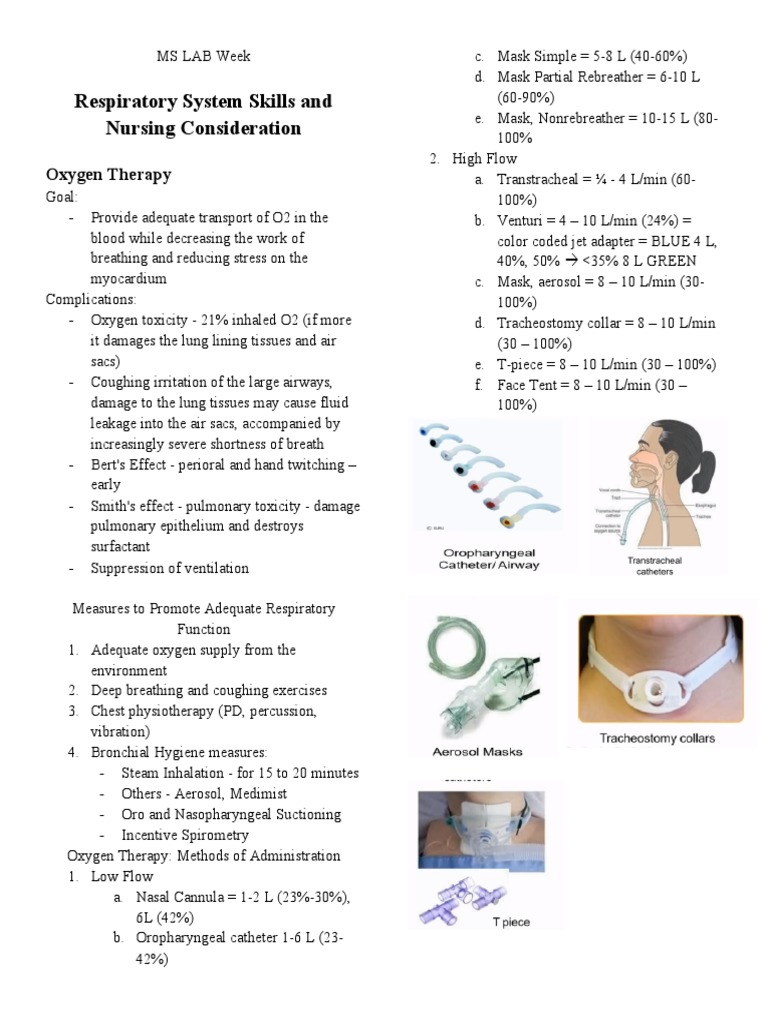 MS LAB Oxygenation Nursing Skills PDF Breathing Lung