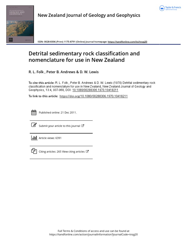 1970 - Folk - Detrital Sedimentary Rock Classification & Nomenclature ...
