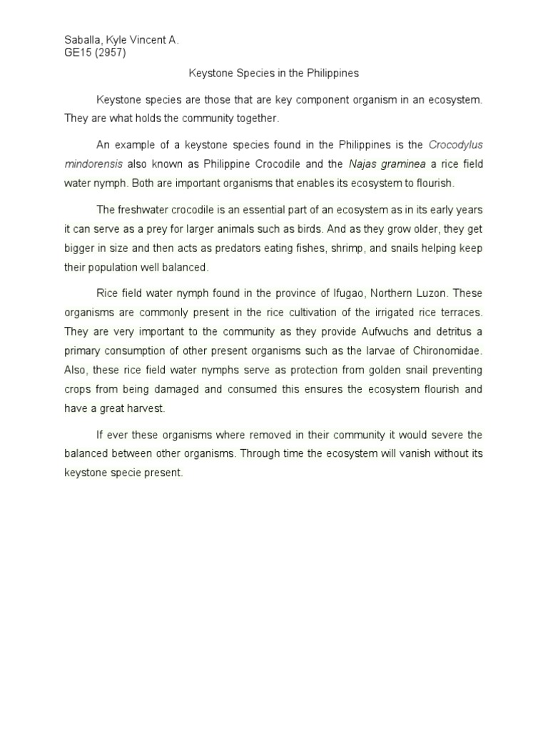 Keystone Species in The Philippines PDF