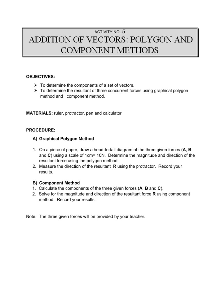 Resultant Vector via Polygon Method | PDF | Teaching Methods ...