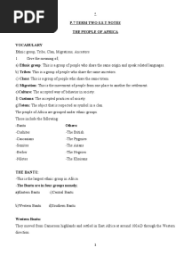 P.7 Term Two S.S.T Notes The People of Africa