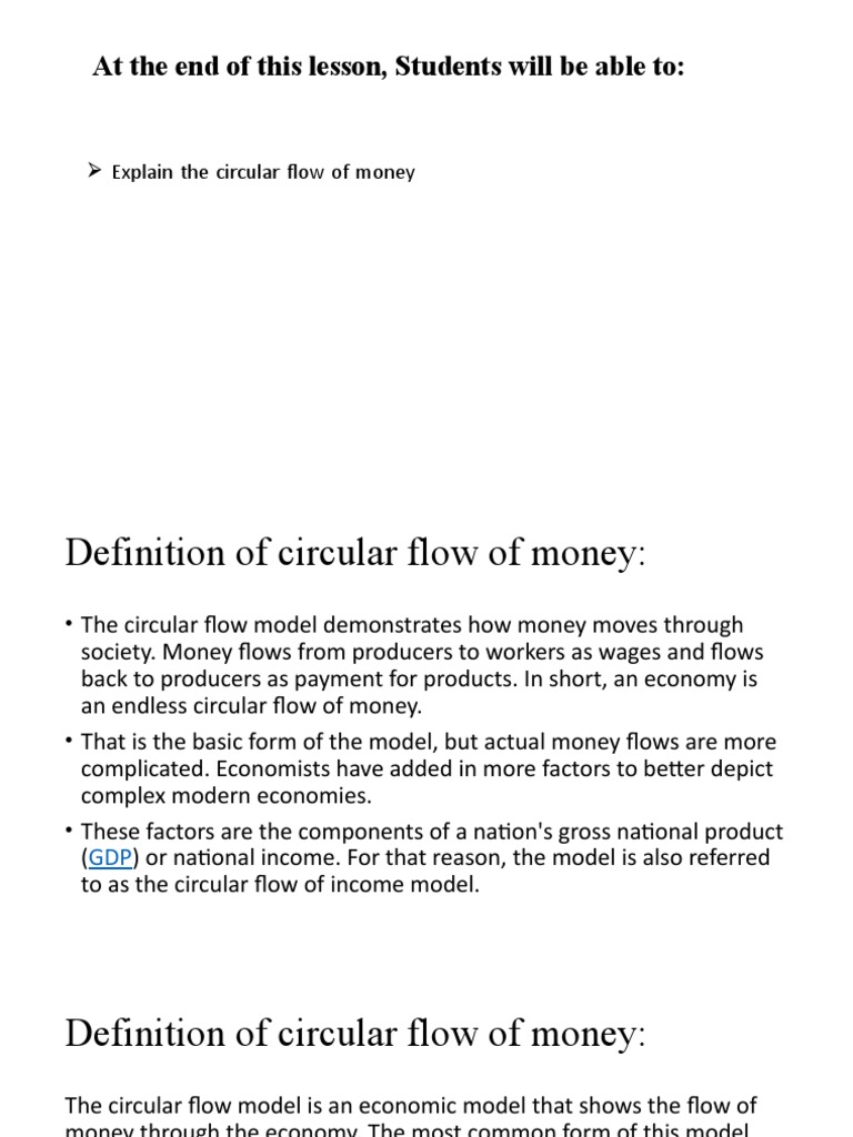 Lecture 2.2 Circular Flow of Money PDF Labour Economics Factors