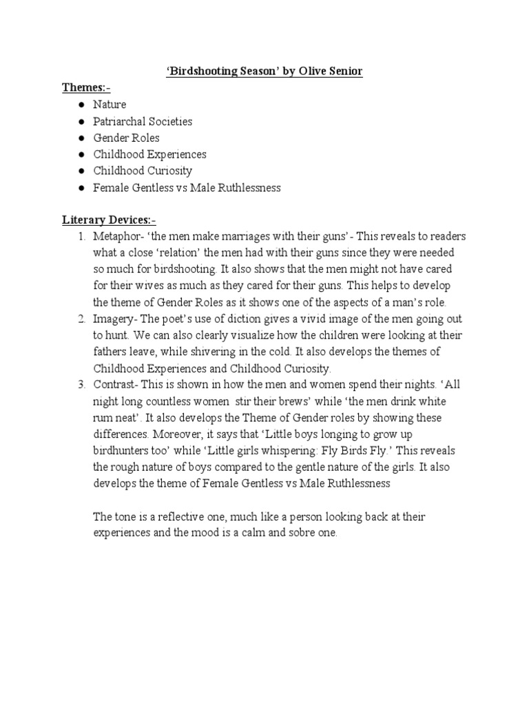 Birdshooting Season' by Olive Senior-AnjM | PDF