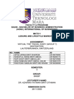 Faculty & Program: Ba246 - Bachelor of Business Administration (Hons.) International of Businesses MKT511 Leisure and Lifestyle Marketing