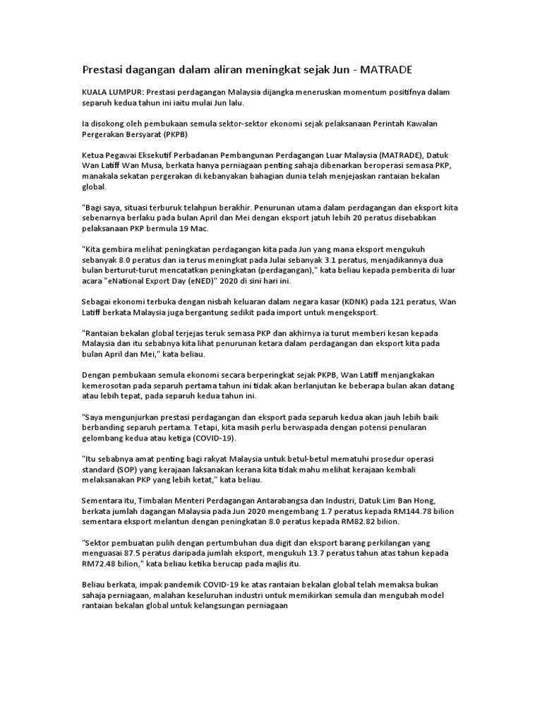 Prestasi Dagangan Dalam Aliran Meningkat Sejak Jun  PDF