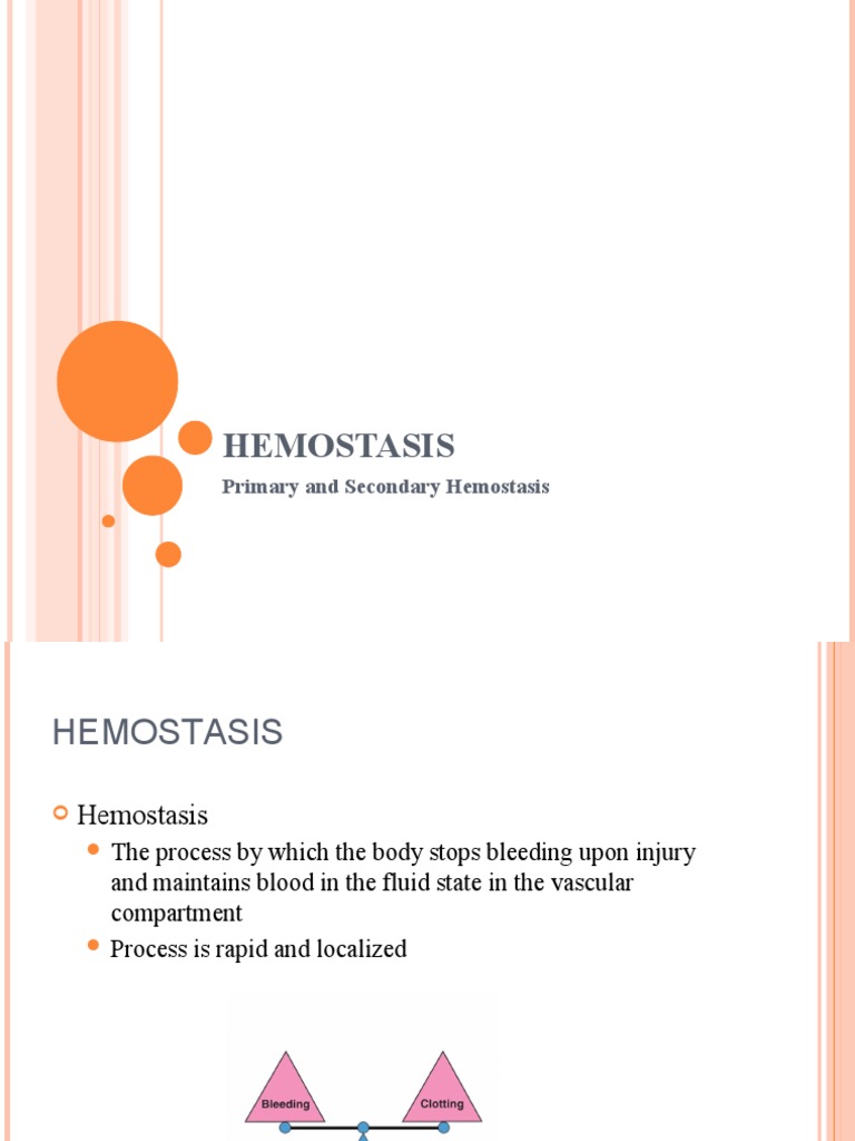 Hemostasis: Primary & Secondary Overview | PDF | Coagulation | Platelet