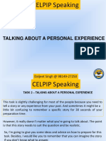 Celpip Task 2 TALKING ABOUT A PERSONAL EXPERIENCE