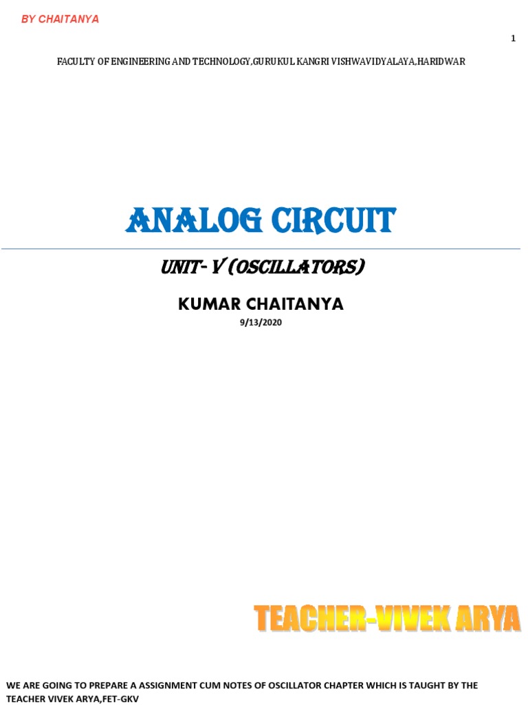 OscillatorNotes by Chaitanya PDF Electronic Oscillator Amplifier