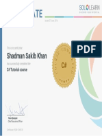 Certificate: Shadman Sakib Khan