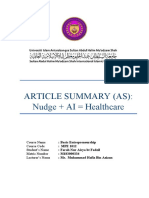 Article Summary (As) : Nudge + AI Healthcare: Course Name Course Code Student's Name Matric Number Lecturer's Name