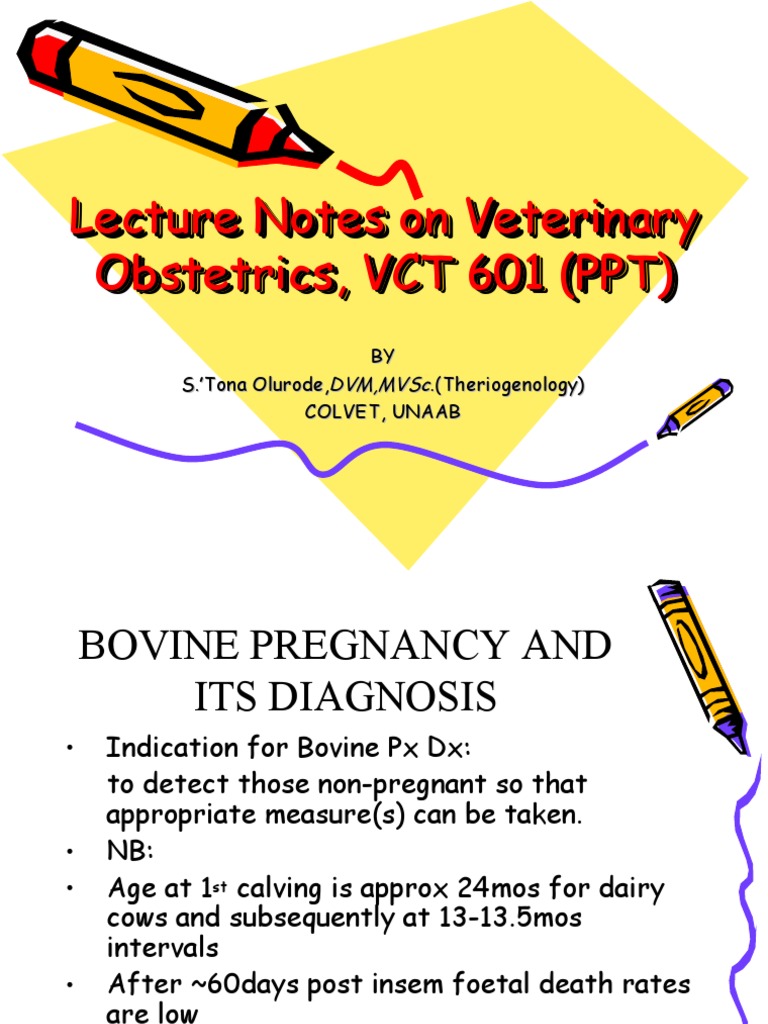 Lecture Notes On Veterinary Obstetrics, VCT 601 PDF