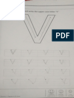 Trace uppercase V letter worksheet