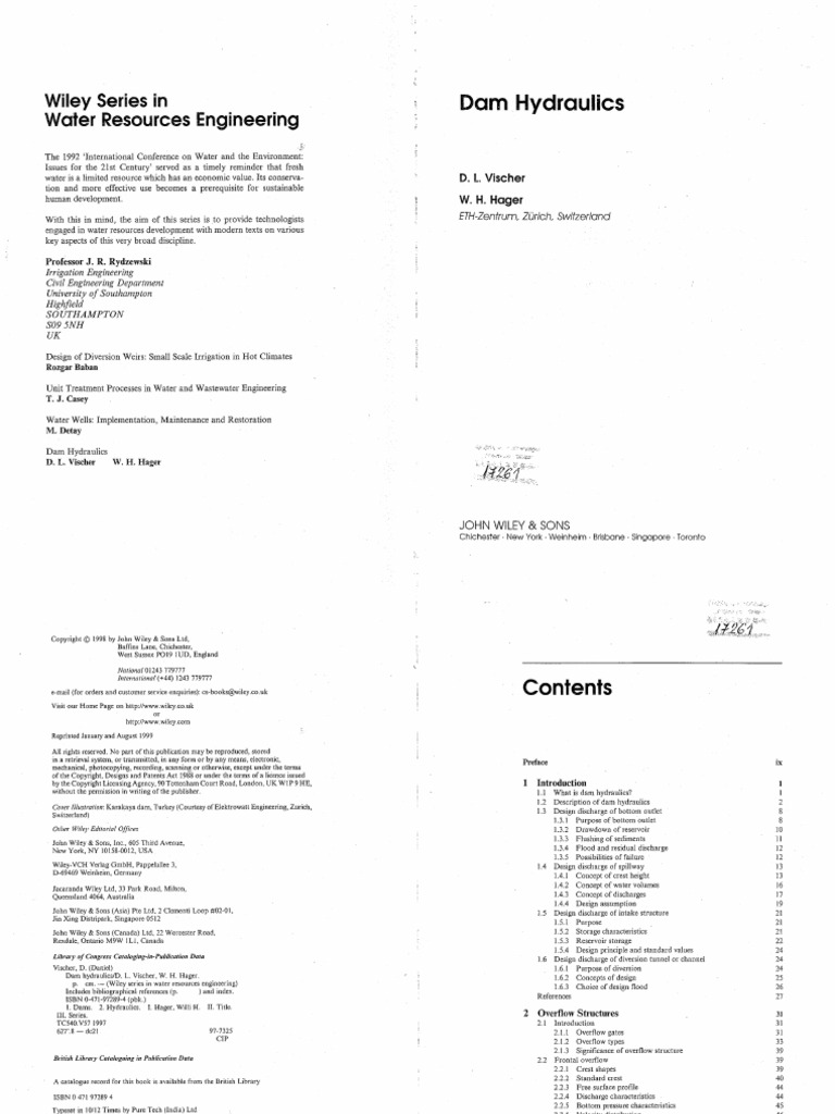 Dam Hydraulics Vischer, Hager PDF PDF Spillway Dam