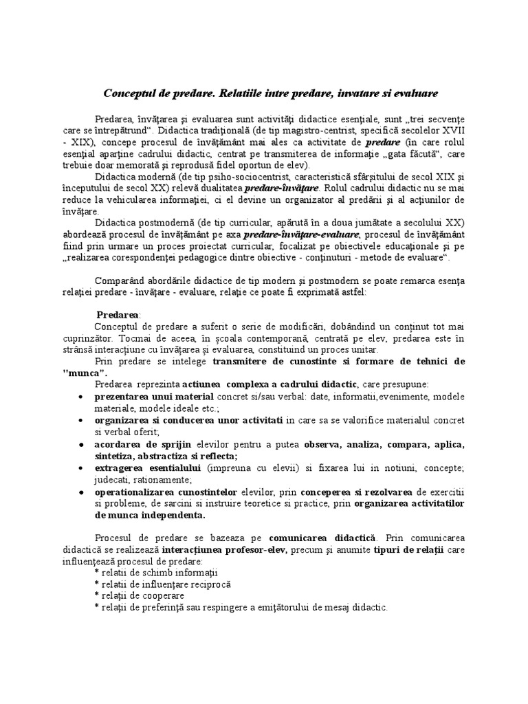 Conceptul de Predare | PDF