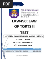 Class: Lwb02A Date of Submission: 9 September 2020: Faculty of Law Uitm Shah Alam, Selangor