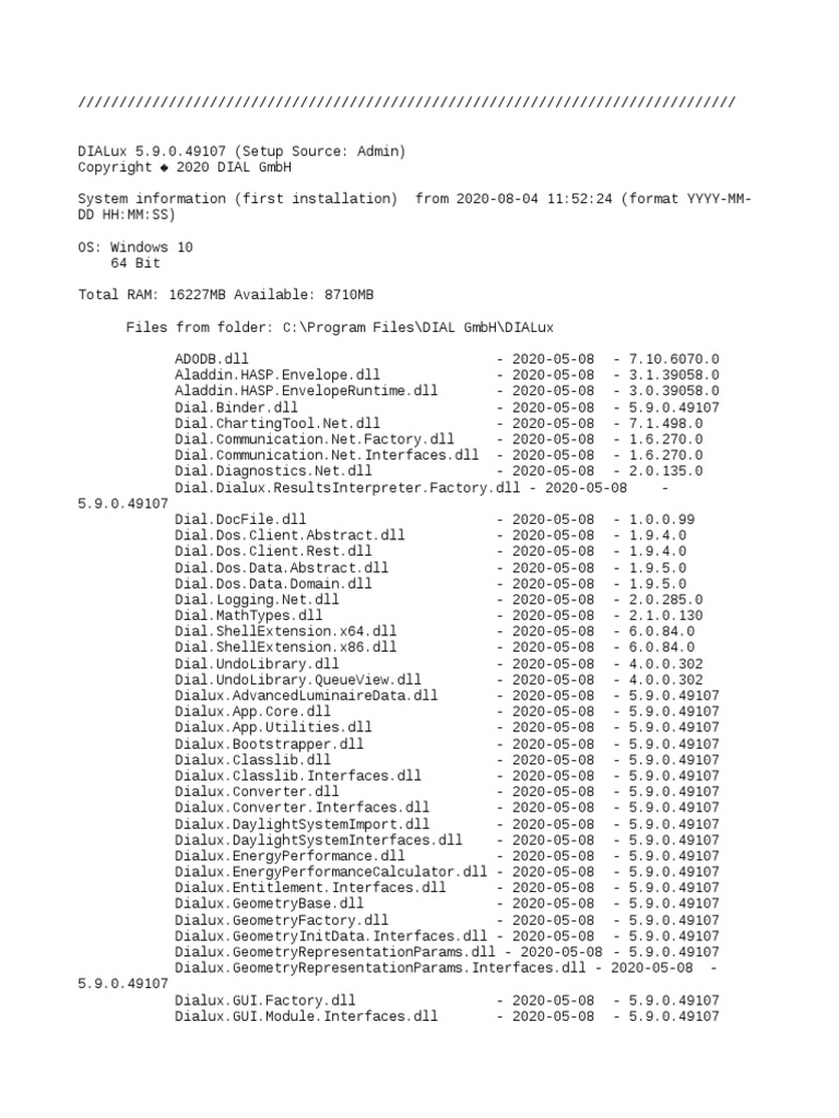 DIALux Setup Information | PDF | Graphical User Interfaces | Computing ...